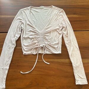 Garage Light Pink Ruched V-Neck Crop Top size small